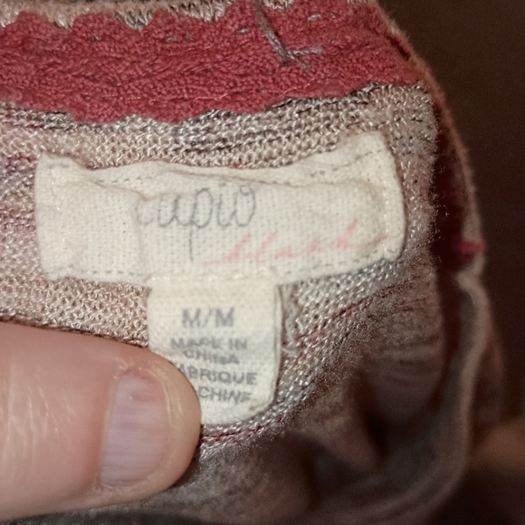 2/$30 Longsleeve Cream Neutral Winter Fall Striped Knit Pullover CUPIO Sweater - Picture 2 of 7